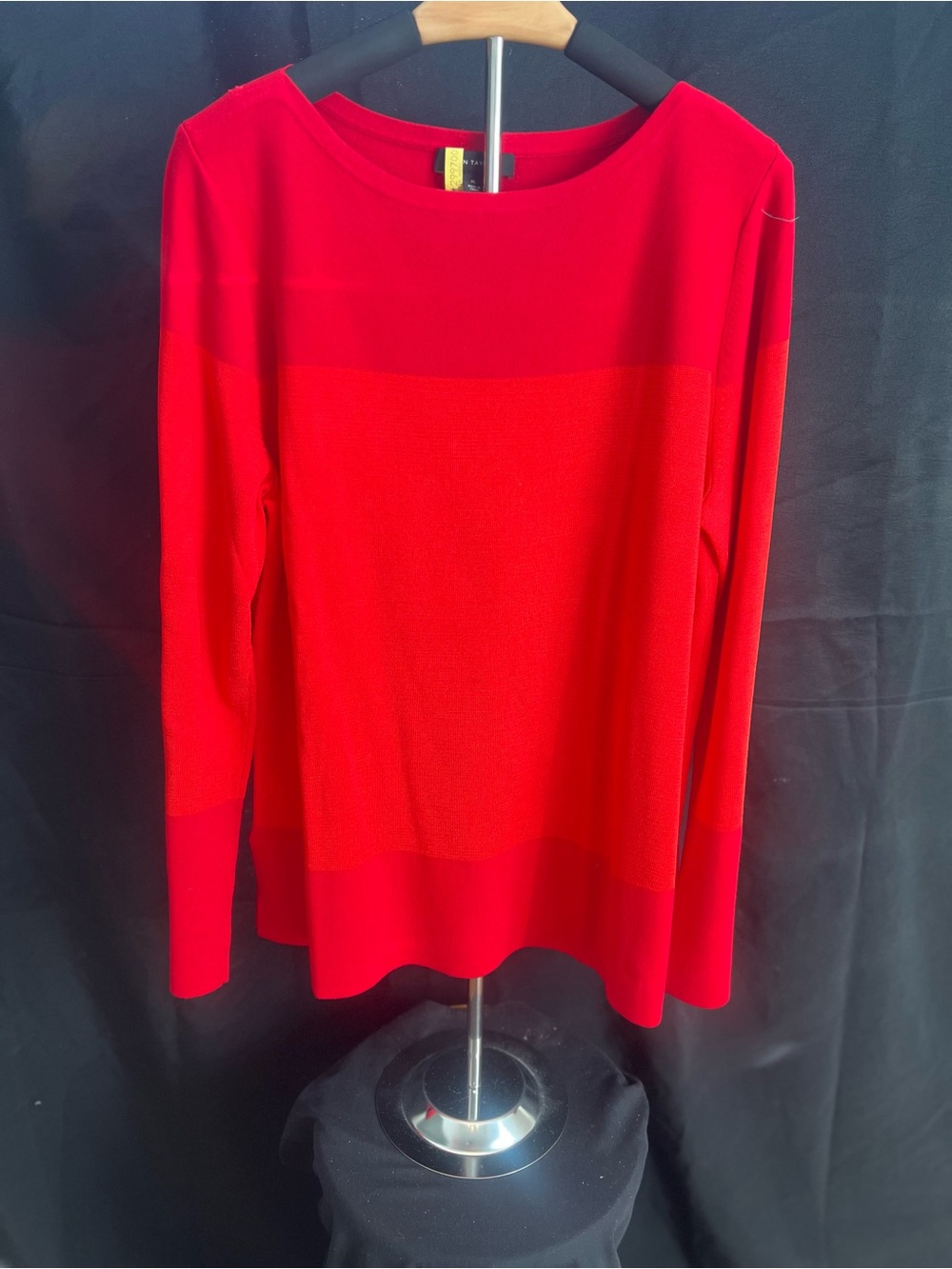 Ann Taylor Bright Red Long-Sleeve Crewneck Top